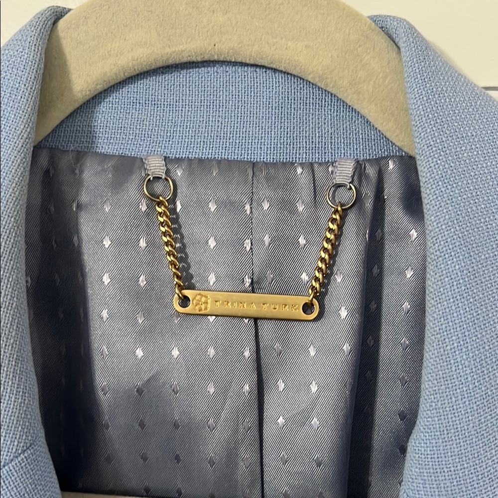 Trina Turk Powder Blue Single-Button Blazer - Picture 2 of 6